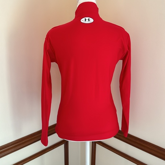 Under Armour Women's Long Sleeve Mock Neck Top - Vibrant Red - Medium - Picture 3 of 12